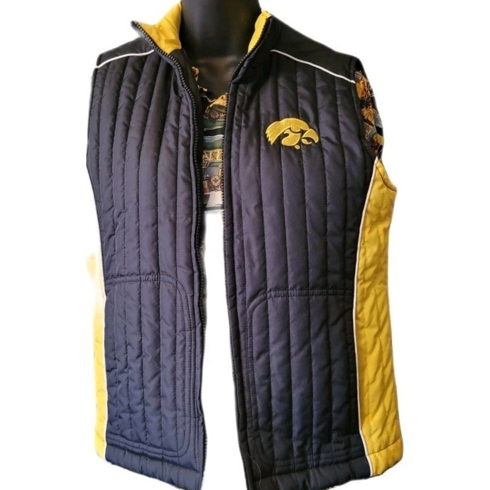 Iowa Hawkeye Women's Puffer Vest Quilted Full Zip Vest Embroidered Collegiate